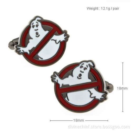 Round Shape Red & White Paint Cufflinks, Custom Cufflinks For Men